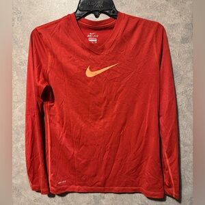 Girls Coral Nike Dri fit Long Sleeve Top